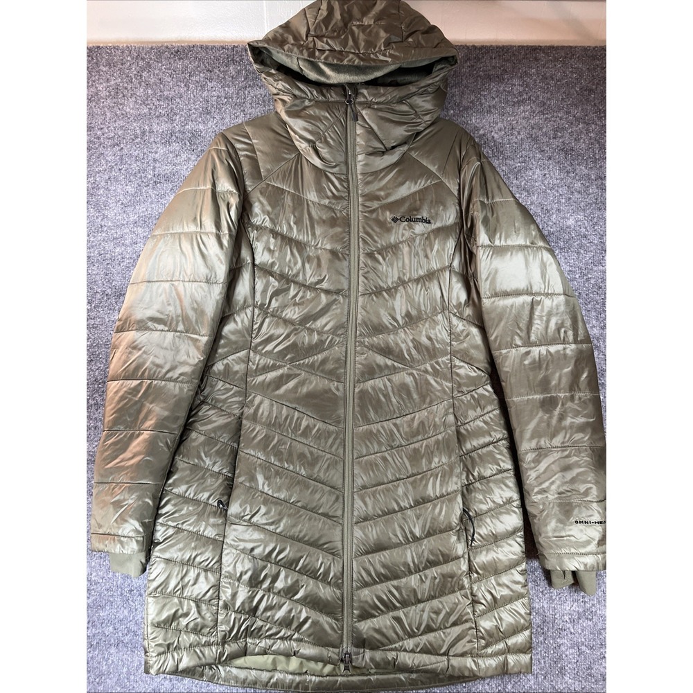 Columbia Women's Joy Peak Mid Insulated Hooded Jacket – Stone Green – Size M